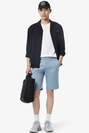 Lacoste Men's Slim Fit Bermuda Shorts Erkek Dar Kesim Pamuk Bermuda Şort Mavi