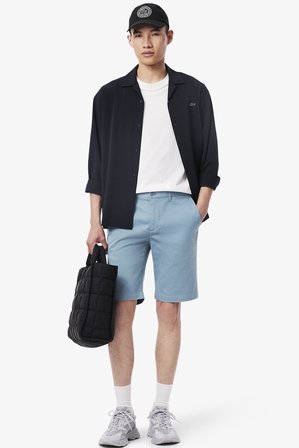 Lacoste Men's Slim Fit Bermuda Shorts Erkek Dar Kesim Pamuk Bermuda Şort Mavi