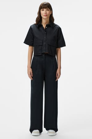 Lacoste Womens Regular Fit Black Shirt Standart Kesim Yarım Kollu Çıtçıt Düğmeli Kadın Gömlek Siyah