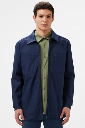 Lacoste Men's Regular Fit Full Zip Shirt Tam Fermuar Organik Pamuk Erkek Gömlek Lacivert