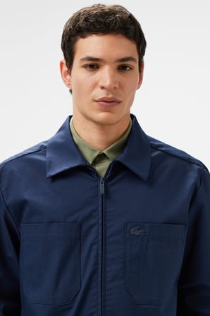 Lacoste Men's Regular Fit Full Zip Shirt Tam Fermuar Organik Pamuk Erkek Gömlek Lacivert