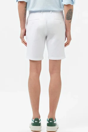 Lacoste Men's Regular Fit White Bermuda Shorts Erkek Keten Pamuk Bermuda Şort Beyaz