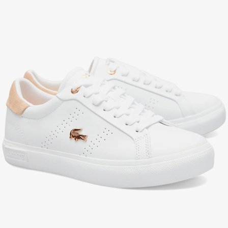 Lacoste Powercourt 2.0 Leather Womens Sneaker Hakiki Deri Kadın Günlük Spor Ayakkabı Beyaz