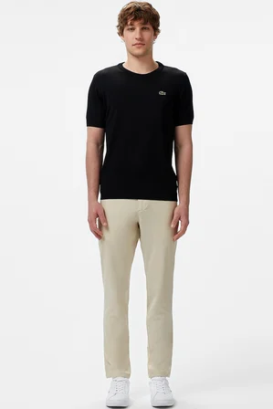 Lacoste Men's Regular Fit Short Sleeve Crew Neck Knit Sweater Erkek Bisiklet Yaka Triko Tişört Siyah