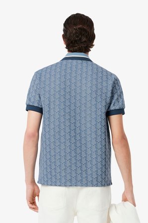 Lacoste Classic Fit Monogram Polo T-shirt Erkek Polo Yaka Tişört Mavi