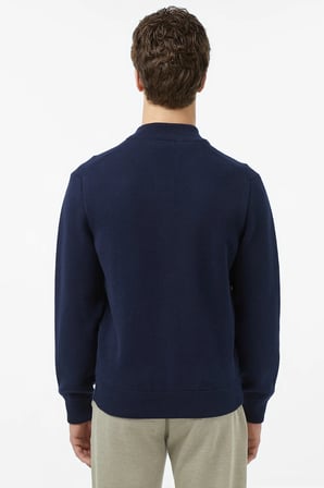 Lacoste Erkek Classic Fit Fermuarlı Kolej Yaka Pamuklu Yünlü Kalın Hırka Lacivert