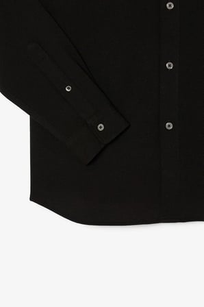 Lacoste Mens Slim Fit Black Cotton Shirt Dar Kesim Organik Pamuklu Pike Erkek Gömlek Siyah