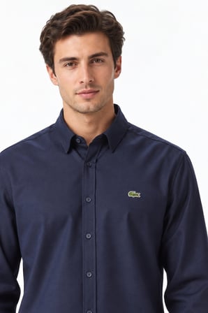 Lacoste Mens Regular Fit Navy Shirt Standart Kesim Erkek Gömlek Lacivert