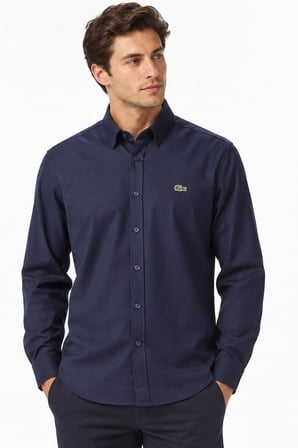 Lacoste Mens Regular Fit Navy Shirt Standart Kesim Erkek Gömlek Lacivert