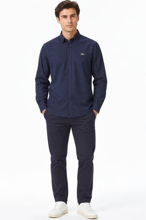 Lacoste Mens Regular Fit Navy Shirt Standart Kesim Erkek Gömlek Lacivert