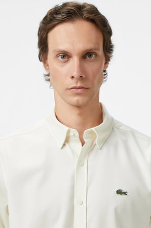 Lacoste Mens Regular Fit Cream Shirt Standart Kesim Erkek Gömlek Krem