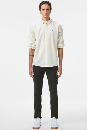 Lacoste Mens Regular Fit Cream Shirt Standart Kesim Erkek Gömlek Krem