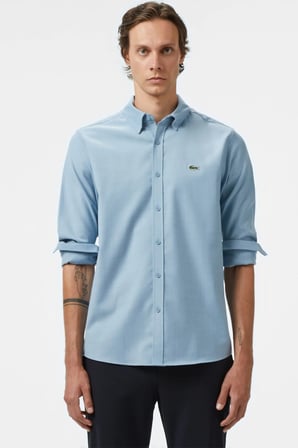 Lacoste Men's Regular Fit Erkek Düğmeli Gömlek Yaka Mavi Gömlek