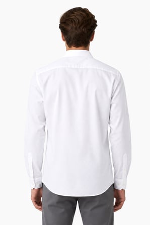 Lacoste Mens Slim Fit White Cotton Shirt Dar Kesim Pamuklu Erkek Gömlek Beyaz