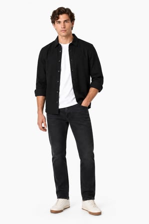 Lacoste Men's Regular Fit Button-Down Cotton Shirt Erkek Çıt Çıt Yaka Gömlek Siyah