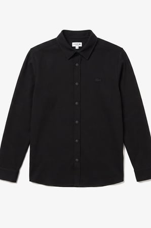 Lacoste Men's Regular Fit Button-Down Cotton Shirt Erkek Çıt Çıt Yaka Gömlek Siyah