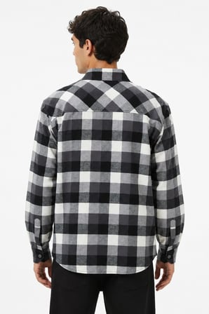 Lacoste Men's Loose Fit Button-Down Linen Shirt  Rahat Kesim Pamuklu Kareli Erkek Gömlek Gri