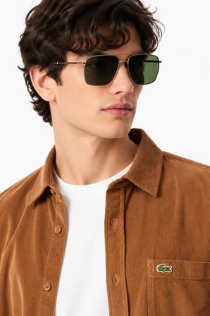 Lacoste Men's Regular Fit Button-Down Cotton Shirt Erkek Düğmeli Yaka Pamuklu Kadife Gömlek Sütlü Kahverengi