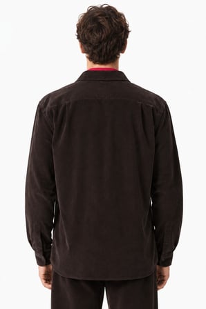 Lacoste Men's Regular Fit Button-Down Cotton Shirt Erkek Düğmeli Yaka Pamuklu Kadife Gömlek Kahverengi