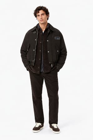 Lacoste Men's Relaxed Fit Button-Down Linen Shirt  Rahat Kesim Kadife Erkek Dış Gömlek Kahverengi