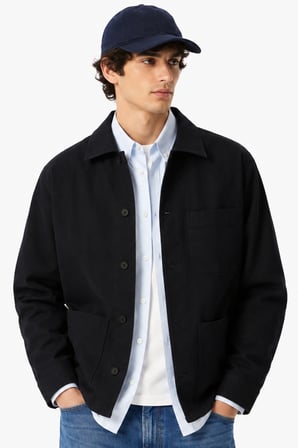 Lacoste Men's Relaxed Fit Jacket Rahat Kesim Ornanik Pamuk Kadife Düğmeli Erkek Ceket Lacivert