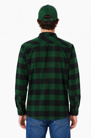 Lacoste Men's Relaxed Fit Button-Down Linen Shirt  Rahat Kesim Pamuklu Kareli Erkek Gömlek Yeşil