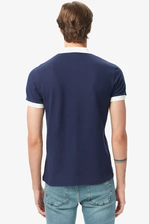 Lacoste Men's Regular Fit Zippered Polo T-shirt Erkek Fermuarlı Polo Yaka Renk Bloklu Tişört Lacivert