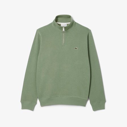 Lacoste Men's Classic Fit Neck Zip Sweatshirt Yarım Fermuarlı Yüksek Yaka Pamuklu Sweatshirt Yeşil