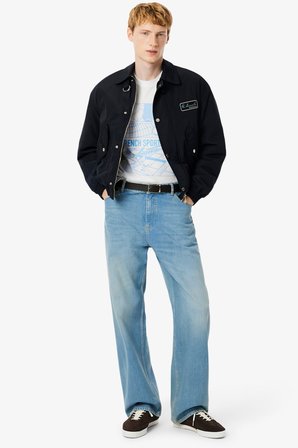 Lacoste Men's Tennis Print Classic Fit Cotton Tee Bisiklet Yaka Grafik Baskılı Erkek Tişört Beyaz