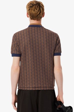 Lacoste Classic Fit Monogram Polo T-shirt Erkek Polo Yaka Tişört Kahverengi