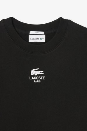 Lacoste Unisex Sweatshirt Bisiklet Yaka Pamuklu Sweatshirt Siyah