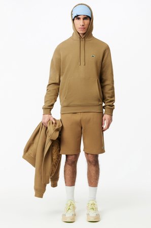 Lacoste Men's Classic Hoodie Sweatshirt Erkek Ayarlanabilir Kapüşonlu Organik Pamuk Sweatshirt Bej