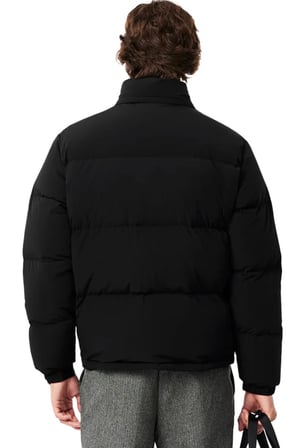 Lacoste Relaxed Fit Down Fill Mens Jacket Gizlenebilir Kapüşonlu Rahat Kesim Suya Dayanıklı Erkek Kaz tüyü Mont Siyah