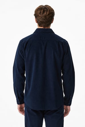 Lacoste Men's Regular Fit Button-Down Cotton Shirt Erkek Düğmeli Yaka Pamuklu Kadife Gömlek Lacivert
