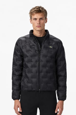 Lacoste Modern Kapitone Down Fill Jacket Kaztüyü Dolgu Gizli Kapüşonlu Siyah Mont