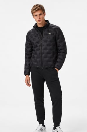 Lacoste Modern Kapitone Down Fill Jacket Kaztüyü Dolgu Gizli Kapüşonlu Siyah Mont