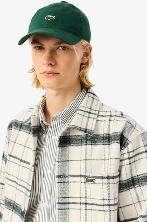 Lacoste Men's Relaxed Fit Plaid Shirt  Rahat Kesim Ekose Erkek Dış Gömlek Krem Yeşil