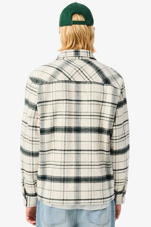 Lacoste Men's Relaxed Fit Plaid Shirt  Rahat Kesim Ekose Erkek Dış Gömlek Krem Yeşil