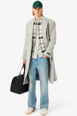 Lacoste Men's Relaxed Fit Plaid Shirt  Rahat Kesim Ekose Erkek Dış Gömlek Krem Yeşil