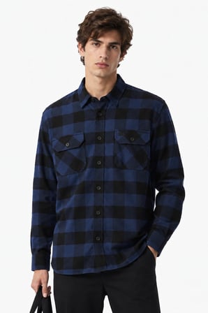 Lacoste Men's Relaxed Fit Button-Down Linen Shirt  Rahat Kesim Pamuklu Kareli Erkek Gömlek Lacivert