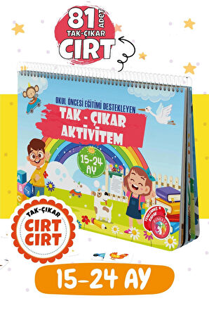 Çocuğumun Tak - Çıkar Cırt Cırtlı Aktivite Kitabı 15-24 Ay, Okul Öncesi Eğitim, 80 Adet Cırt