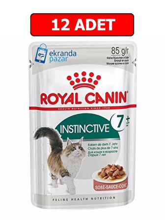 Royal canin instinctive 7+ ileri yaştaki kedi yaş mama 85 gr x 12 adet gravy soslu pouch