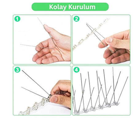 Demonte Kuş Konmaz Diken  Paslanmaz Tel 2 Metre 4 Adet