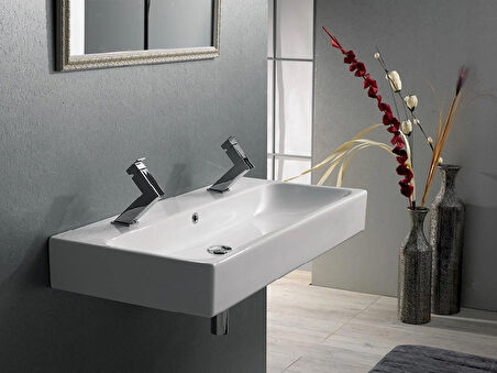 TURKUAZ  Pinto Etajerli Lavabo  100x47 cm (Tek Hazneli, Çift Batarya Delikli)