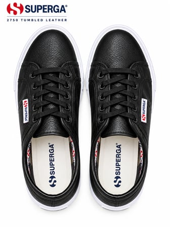 Superga 2750 Tumbled Leather Unisex Siyah Sneaker - 40