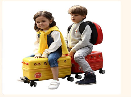 Travel Buddies Bin ve Seyahat Et Okul Otobüsü Bavul Sarı