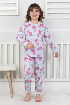 Cute Flamingo Desenli Kız Çocuk Pijama Takımı 
