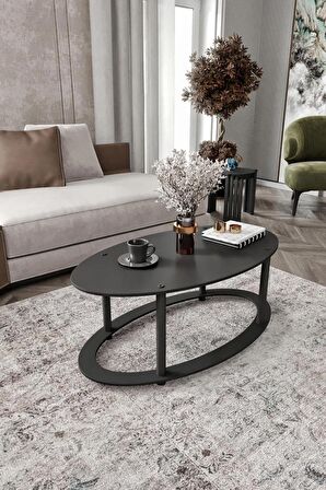 HOLE Masivo Orta Sehpa 90X50 ELİPS SİYAH