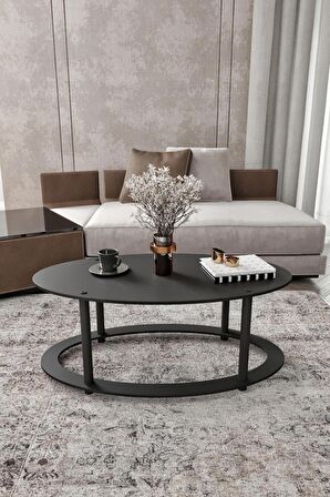 HOLE Masivo Orta Sehpa 90X50 ELİPS SİYAH