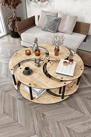 YİN YANG UNITY SERENITY ORTA SEHPA 4 LÜ SAFİR MEŞE-100 CM